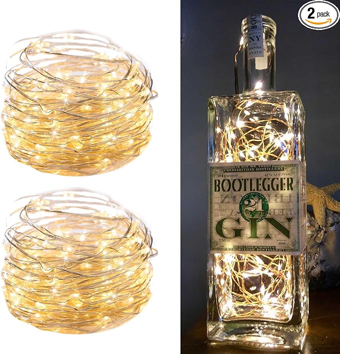 2Pack Fairy Lights Plug in, 33Ft 100 LEDs Waterproof Silver Wire Firefly Lights by Minetom