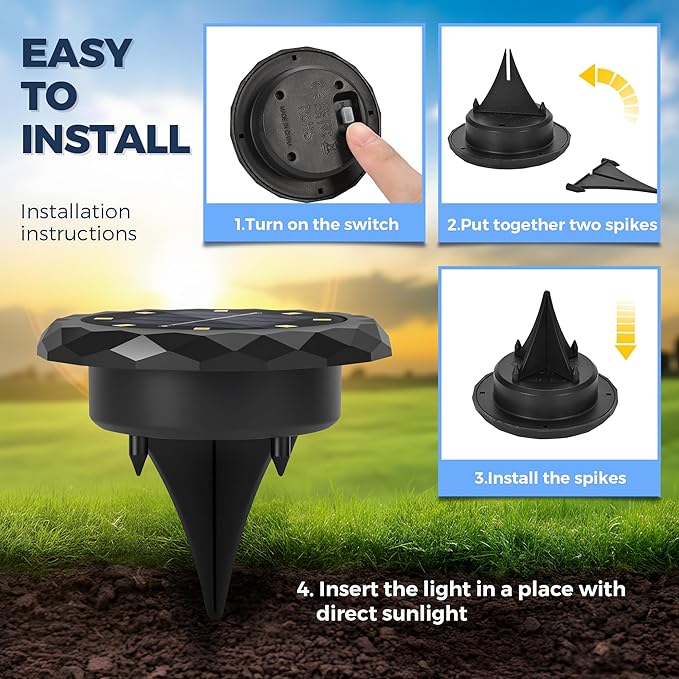 SOLPEX Mini Solar Ground Lights, 20 Pack Solar Lights Outdoor Waterproof - Image 6