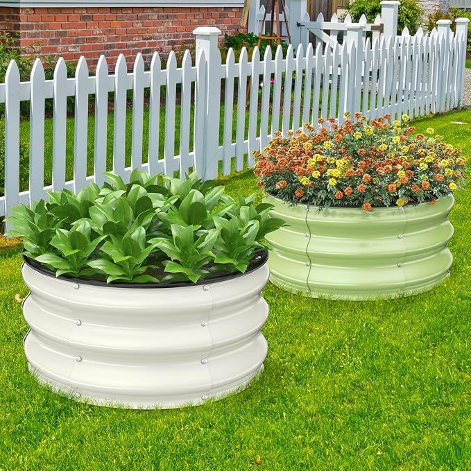 Galvanized Raised Garden Bed 2pcs 2x2x1 FT, Round Metal Raised Garden Bed - Image 8
