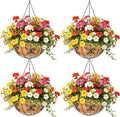 4 Pack 14 Inch Hanging Baskets for Plants Outdoor Metal Hanging Planter Hanging by Qusuxi