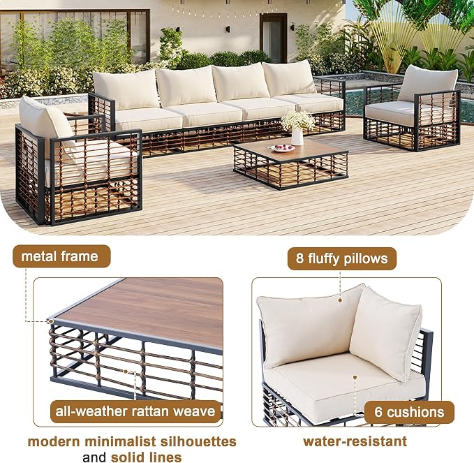7-Piece Metal Patio Sectional Sofa Set, Free Combination Sofa Set - Image 5