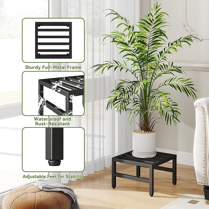 IBUYKE 2 Pack Metal Plant Stand Indoor Outdoor, Heavy Duty Small Flower Pot - Image 2