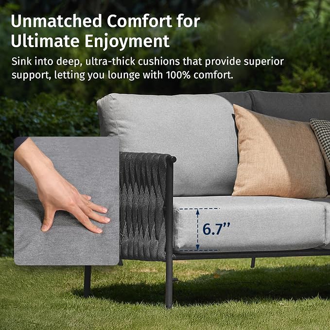 East Oak Corner Patio Furniture Set | Life Chatter 5-Seat Outdoor Furniture | - Image 3