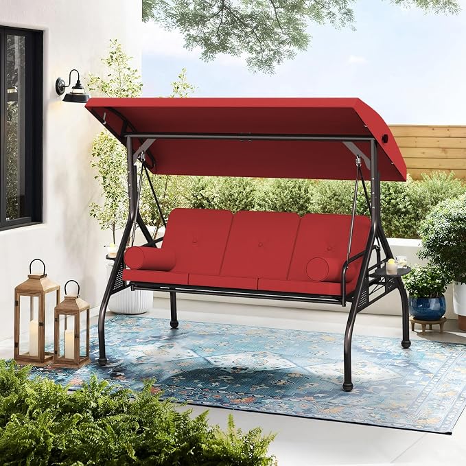 Oakcloud 3-Seat Outdoor Porch Swing, Large Converting Swing Chair - Image 7