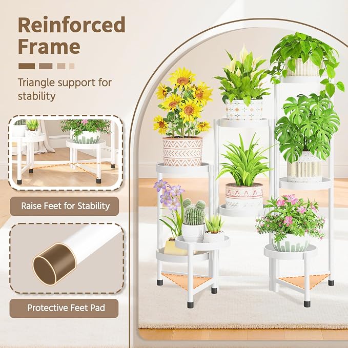 LASZOLA 8 Tiered Folding Tall Plant Stand Indoor - Image 3
