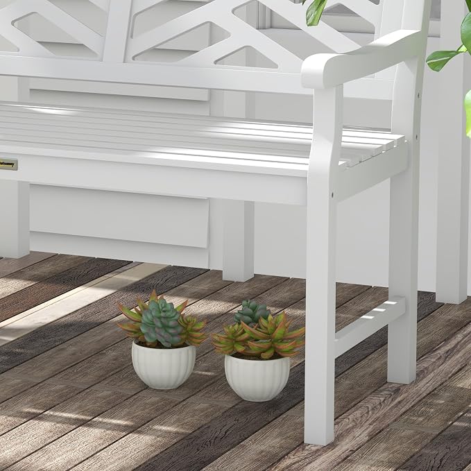 Outsunny Outdoor Garden Bench, Wooden Frame Patio Bench - Image 9