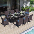 ALAULM 10 Piece Patio Dining Set All-Weather Wicker Outdoor Dining Table and by ALAULM
