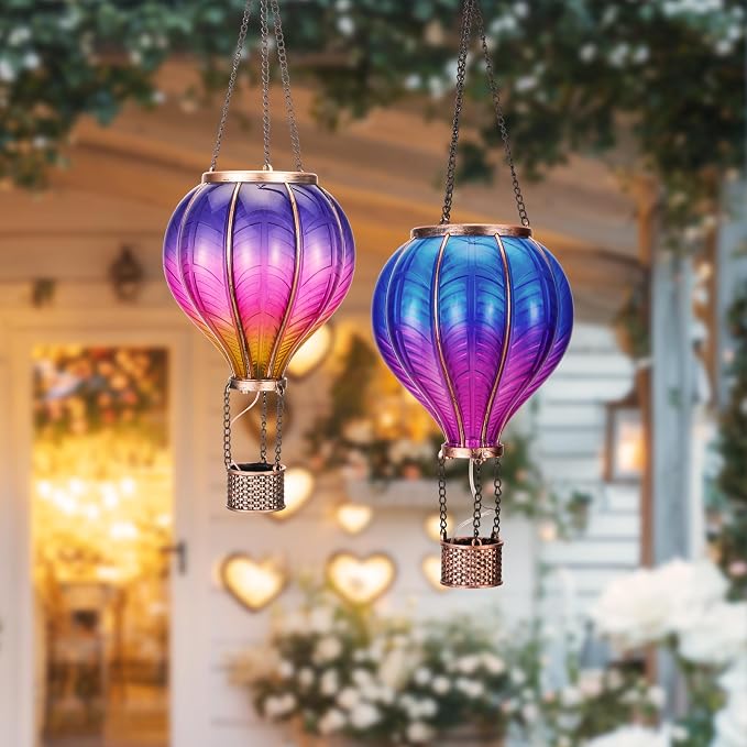 TERESA'S COLLECTIONS 2 Pack Hanging Solar Lantern Outdoor Garden Decor - Image 3