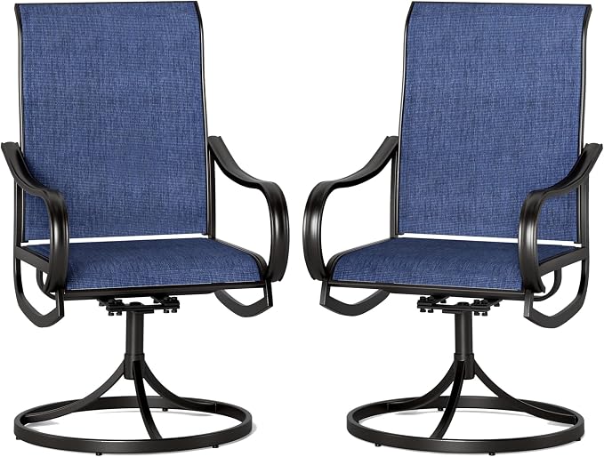 PHI VILLA Patio Swivel Dining Chairs Set of 2, All Weather Outdoor Chair by PHIVILLAThepioneerofcomfortablehouseholdsupplies
