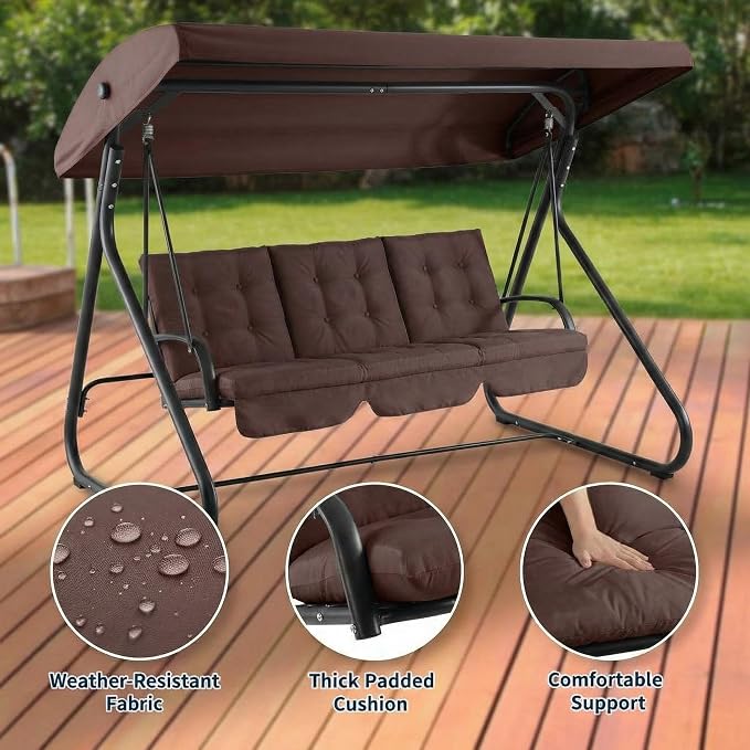 3-Seat Outdoor Convertible Swing Glider - Image 5