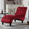 Chaise Lounge Indoor, Velvet Upholstered Lounge Chair Button-Tufted Armless by LinyuanwaiFurniture