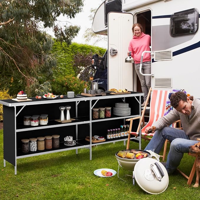 COSTWAY 81" Folding Picnic Table, Portable Bar Table - Image 8