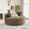 Oversized Round Chaise Longue Chair Indoor, Modern 55-inch Upholstered Corduroy by Antetek