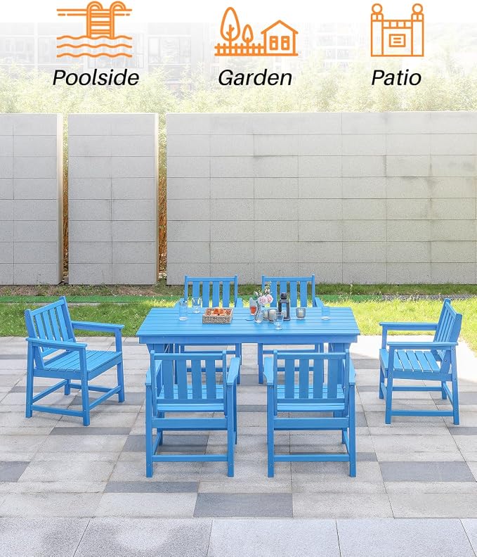 Patio Dining Chair Set of 2, HDPE Outdoor Dining Chair, Ergonomic HDPE Dining - Image 7