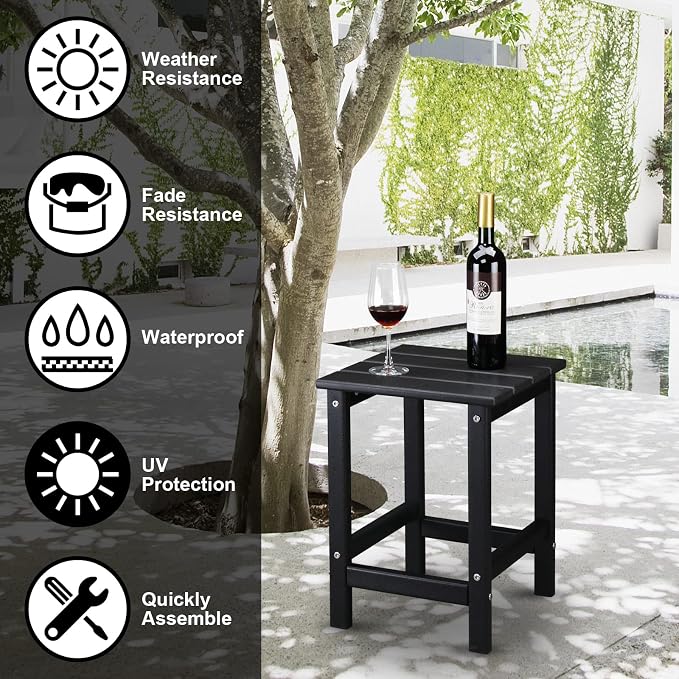 Beach Outdoor Side Table with 2 Layer Storage, Plastic Waterproof and UV - Image 5