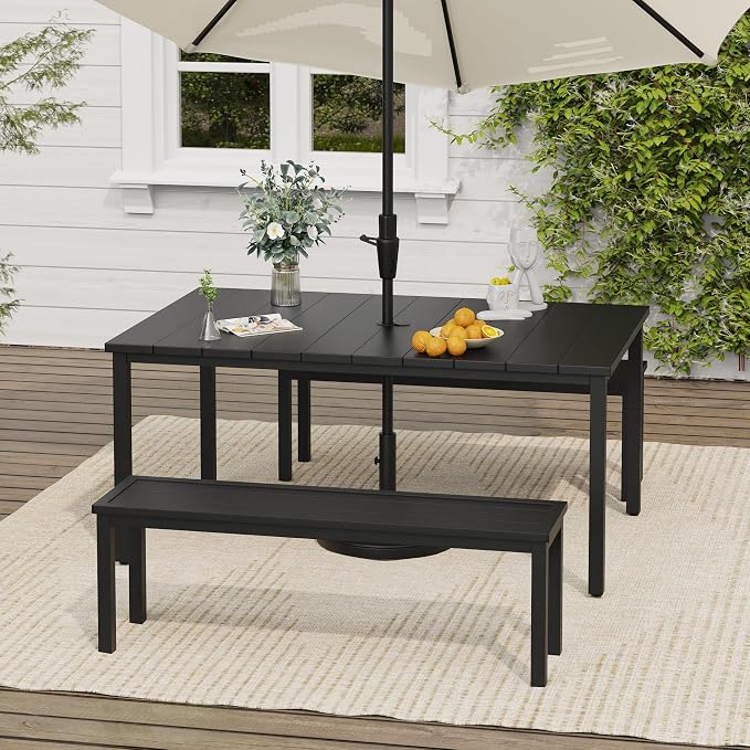 VICLLAX Outdoor Table for 6, Metal Patio Dining Table - Image 5