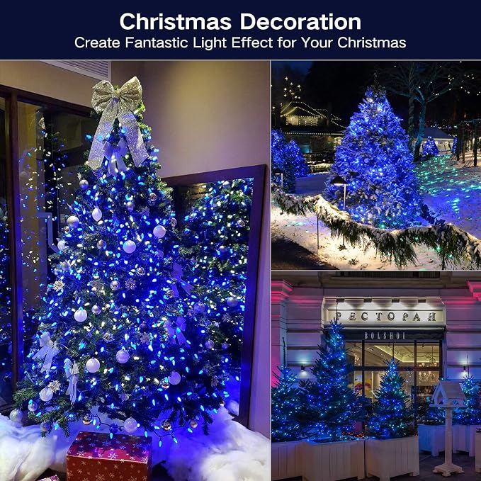 BrizLabs Blue Christmas Lights, 69.6ft 300 Count Blue String Lights Connectable - Image 4