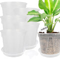 5 Set 7 Inch Transparent Plastic Garden Pots by AUGXIXI