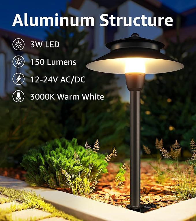 SUNVIE 3W Low Voltage Pathway Lights Wired Landscape Path Lights Outdoor Low - Image 2