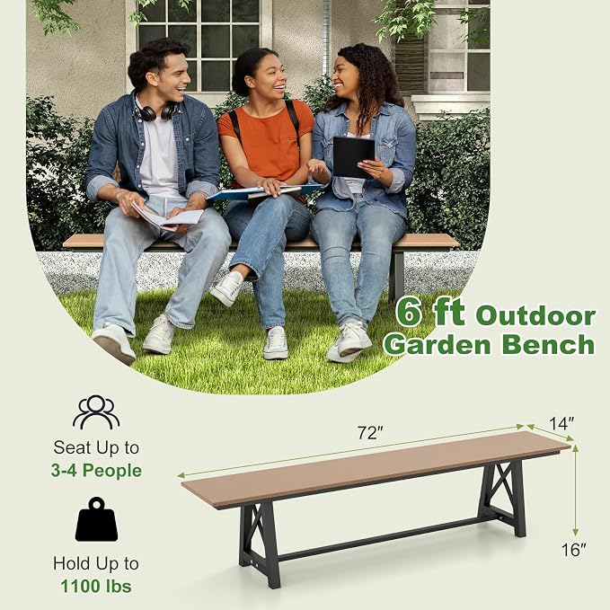 Giantex Outdoor Bench, 3-4 Person Garden Bench, 1100 LBS Capacity, Weatherproof - Image 3
