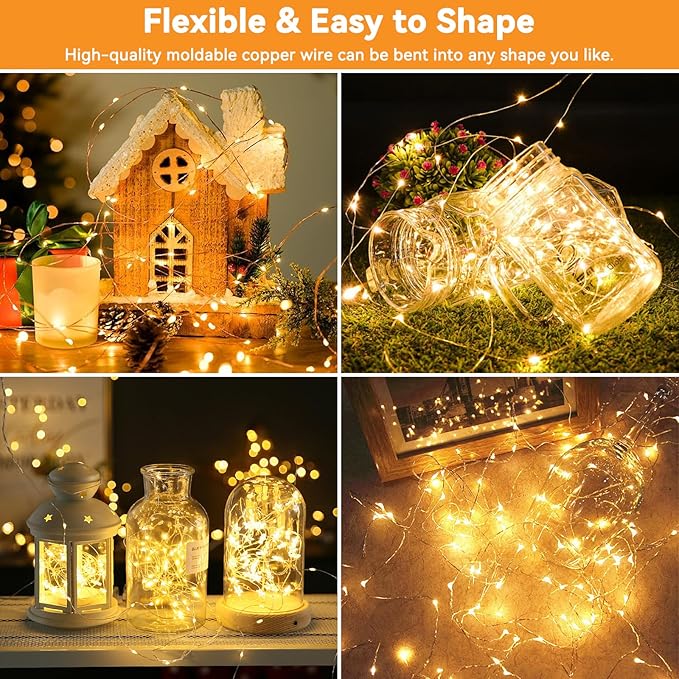 Solar String Lights Outdoor Waterproof 2 Pack Total 66ft 200LED 8 Modes Twinkle - Image 2