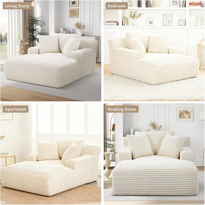 66" Chaise Lounge Chair Indoor, Oversized Boneless Couch Comfy Upholstered - Image 7