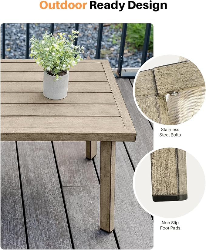 Patio Coffee Table, Never-Rust Aluminum Outdoor Coffee Table - Image 8