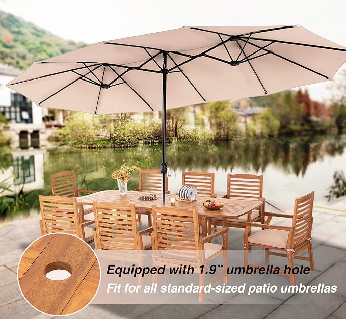 PHI VILLA 7 PCS Acacia Wood Outdoor Dining Set - Image 4