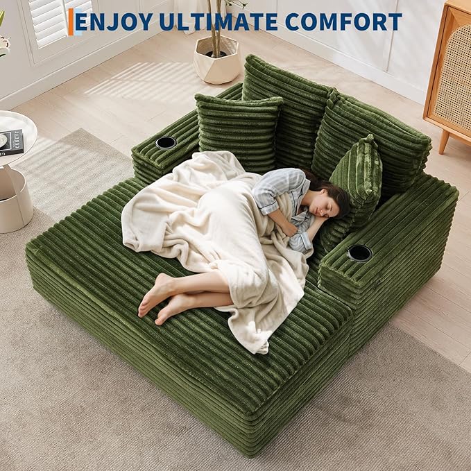 GarveeHome Oversized Chaise Lounge Chair Indoor, 56x60 in Comfortable Corduroy - Image 6