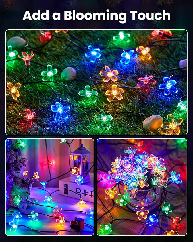 Brightown 2 Pack Total 52FT 120 LED Flower Solar String Lights Outdoor - Image 7