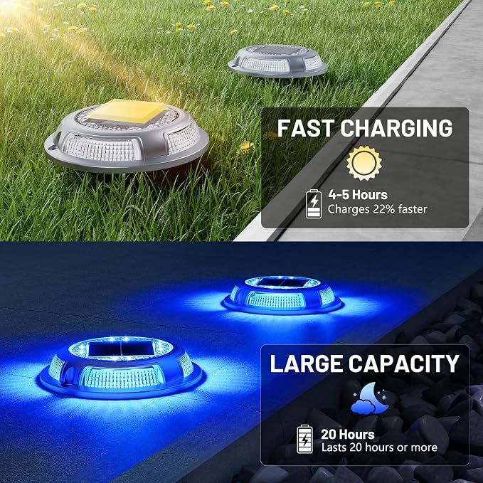 Solar Driveway Lights, 8 Pack Heavy Duty Driveway Lights Solar Powered 2 Color - Image 4
