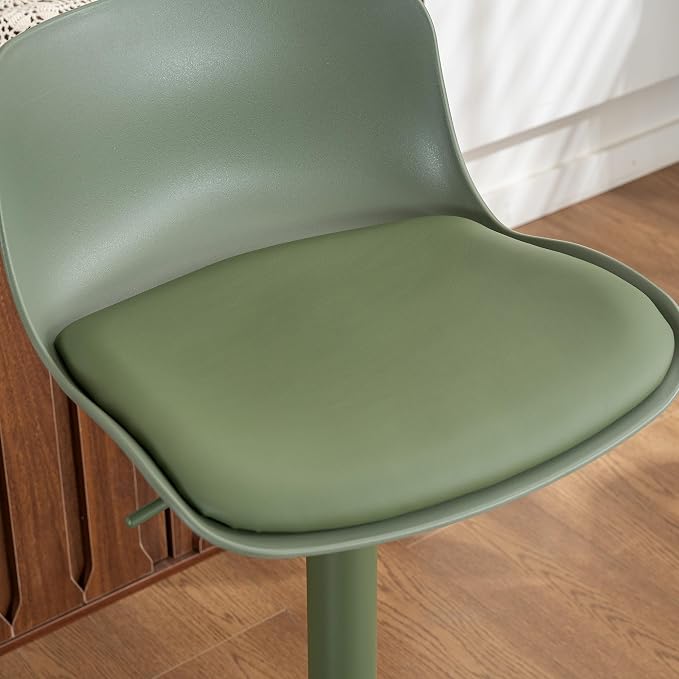 Kidol & Shellder Bar Stools Set of 2 Olive Green Adjustable Swivel Counter - Image 9