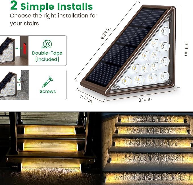 Solar Step Lights for Outside, Outdoor Deck Step Lights, Solar Outdoor Lights - Image 4