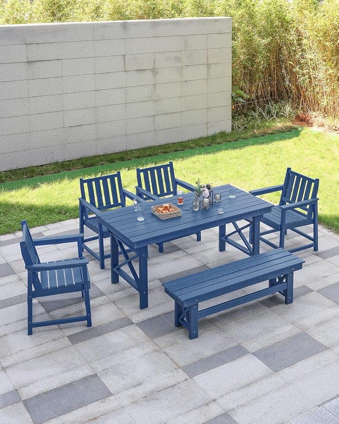 HDPE Outdoor Bench, Poly Lumber Adirondack Benches, All Weather HDPE Garden - Image 2