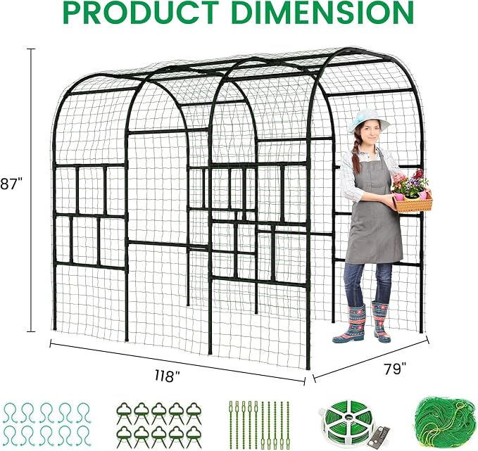 Tall Garden Arch Trellis for Climbing Plants, 87in Tall Metal Plant Support - Image 3