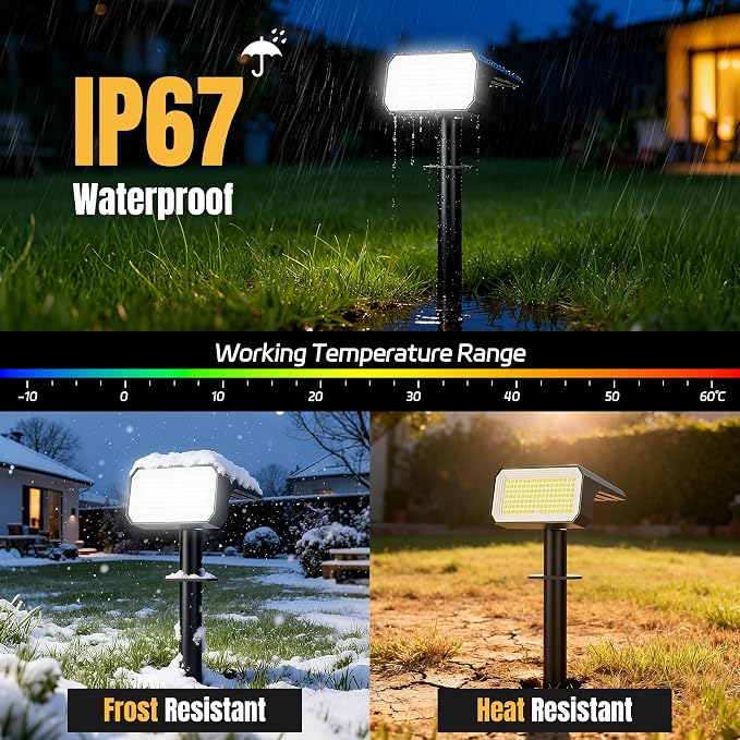Solar Spot Lights Outdoor, 4 Modes Auto On/Off Solar Landscape Spotlights - Image 5