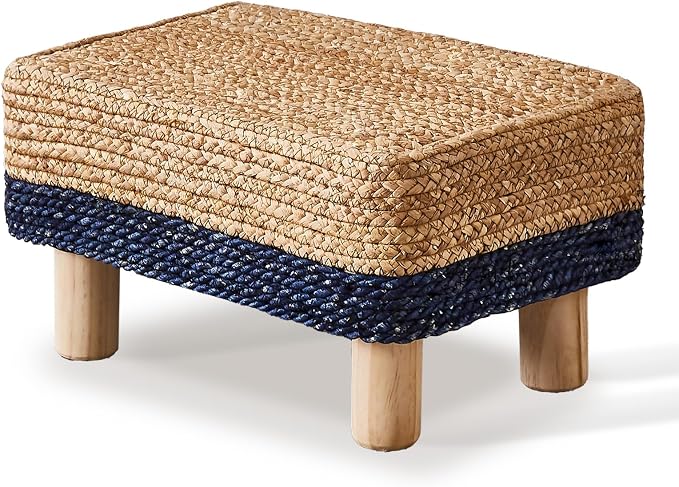 Wimarsbon Natural Seagrass Footstool Ottoman Rectangular Footrest Pouf Ottomans by Wimarsbon