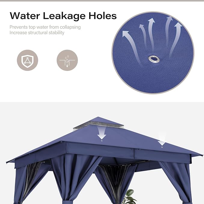 LAUSAINT HOME Semi-Permanent Outdoor Patio Gazebo 8'x8', Heavy Duty Party Tent - Image 6