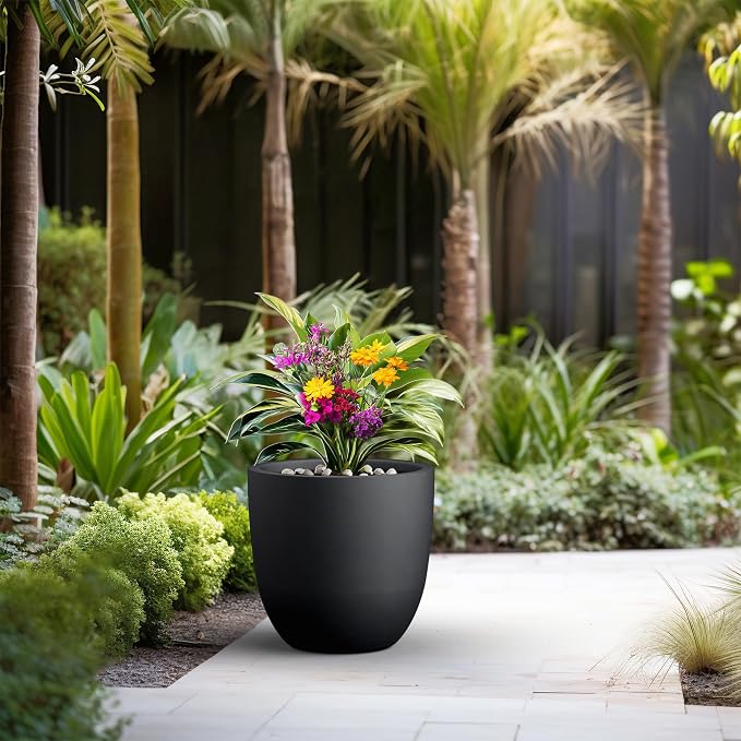 Kante 18 Inch Dia Round Concrete Planter, Indoor Outdoor Large Plant Pot - Image 6