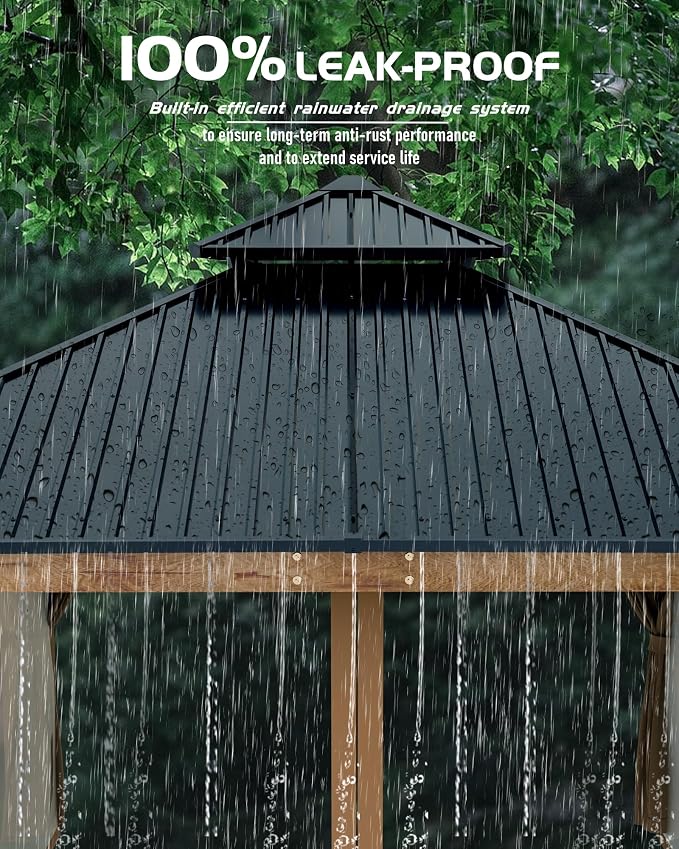 GarveeLife Hardtop Wood Gazebo 12 ft x16 ft - Image 4
