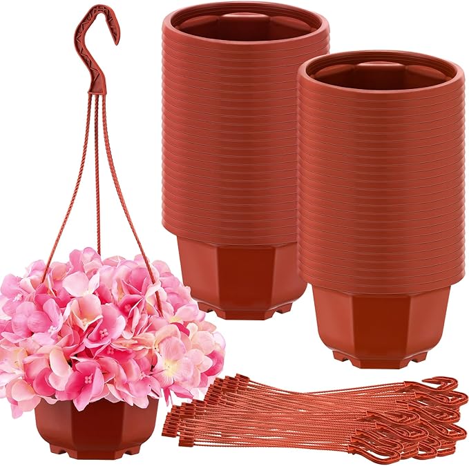 Roshtia 50 Pcs 5.9 inch Plastic Hanging Plant Pots by Roshtia
