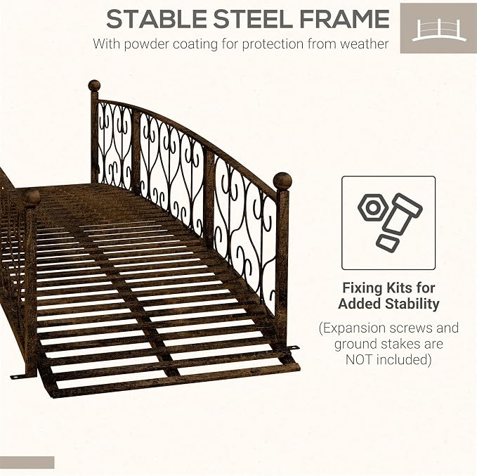Outsunny 7' Metal Arch Garden Bridge - Image 5