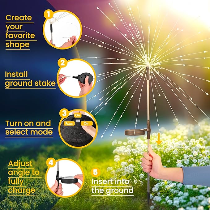 GIGALUMI Garden Decor Outdoor Lights 120LED 4Pack, Solar Garden Lights - Image 4