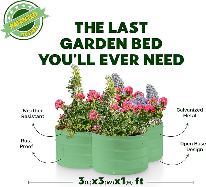 Plant & Plot Galvanized Raised Garden Beds Outdoor // 3×3×1 ft Planter Raised - Image 5