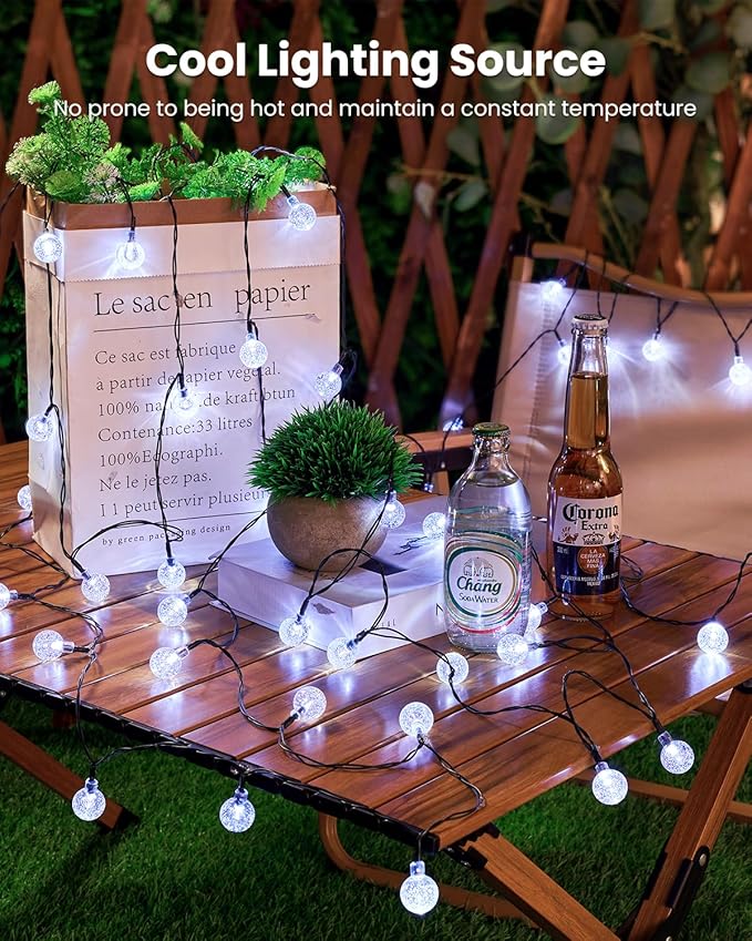 Brightown Solar String Lights Outdoor 60 Led 35.6 Feet 8 Lighting Modes Globe - Image 4
