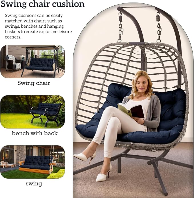 Outside Benches Cushion with Backrest, Thicken Waterproof Swing Cushions 2/3 - Image 2