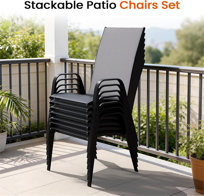 JEAREY Patio Dining Chairs Set of 6, Outdoor Stackable Dining Furniture Set - Image 7