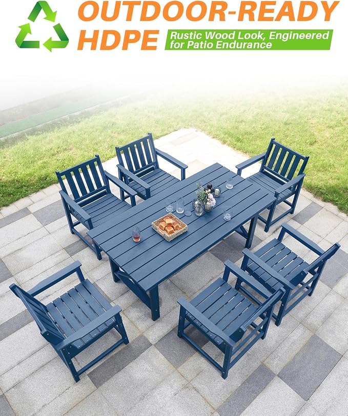 7 Pieces HDPE Outdoor Dining Set, Patio Dining Set - Image 5