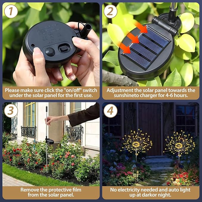 Outdoor Solar Garden Lights, 120 LEDs 8 Lighting Modes Waterproof Solar - Image 6
