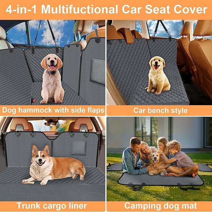 Mancro Dog Car Seat Cover for Back Seat, 2025 Upgraded 600D Heavy Duty - Image 4
